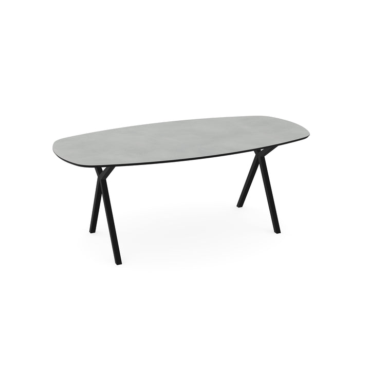 Melamine eettafel beton licht - Deens ovaal - Scissor zwart - {{ product.type }} - Kas20