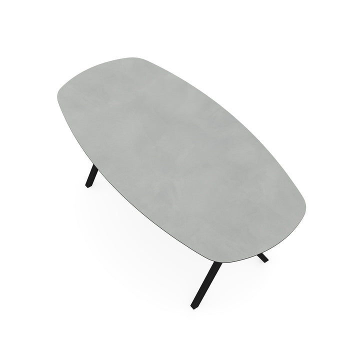Melamine eettafel beton licht - Deens ovaal - Scissor zwart - {{ product.type }} - Kas20