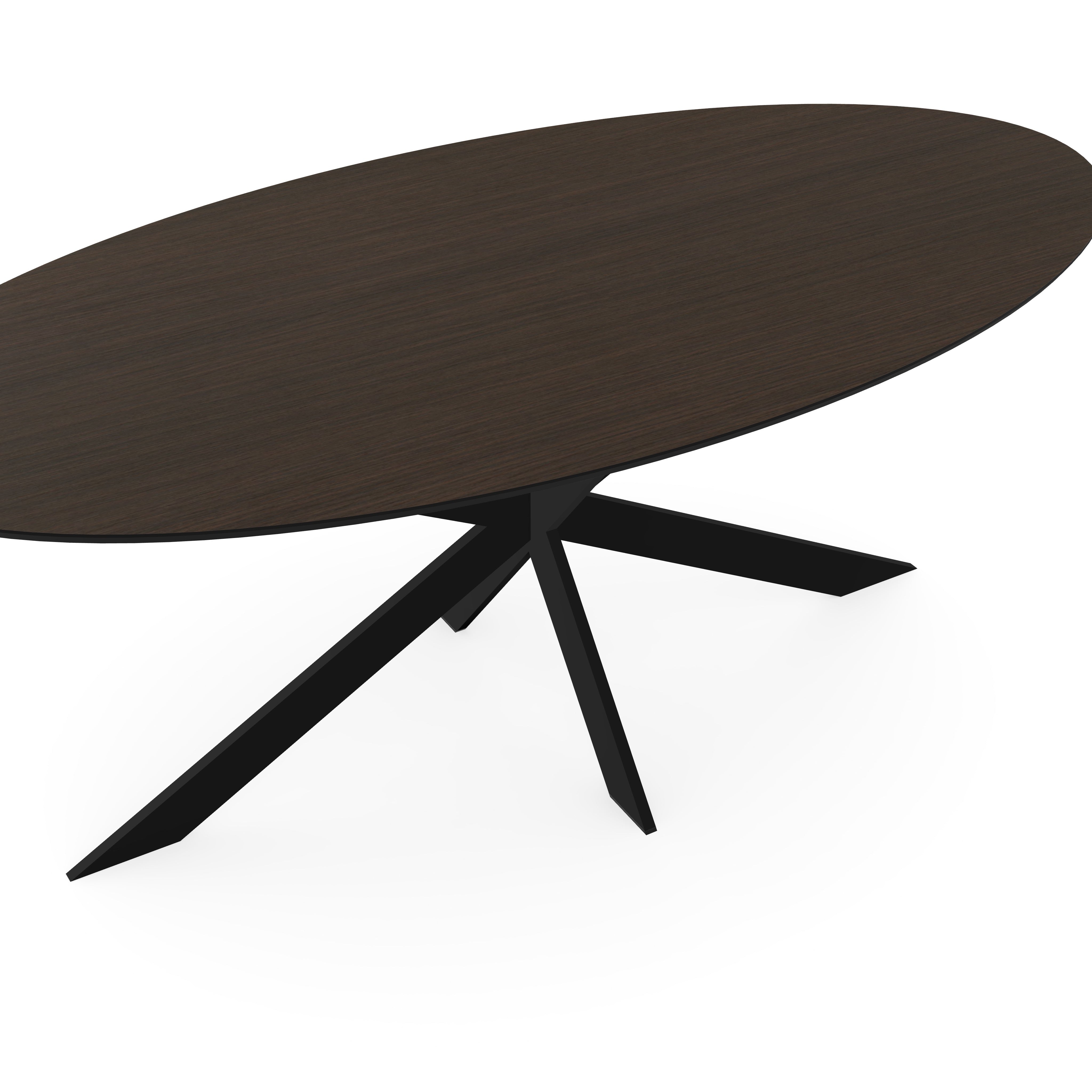 Melamine eettafel eiken bruin - Ovaal - Matrix ultra dun zwart