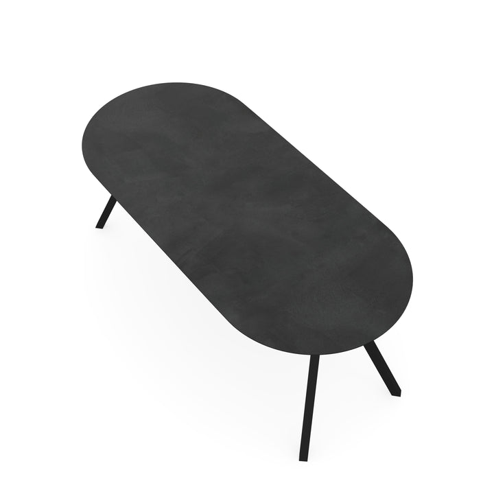 Melamine eettafel beton donker - Plat ovaal - Schuine i zwart - {{ product.type }} - Kas20