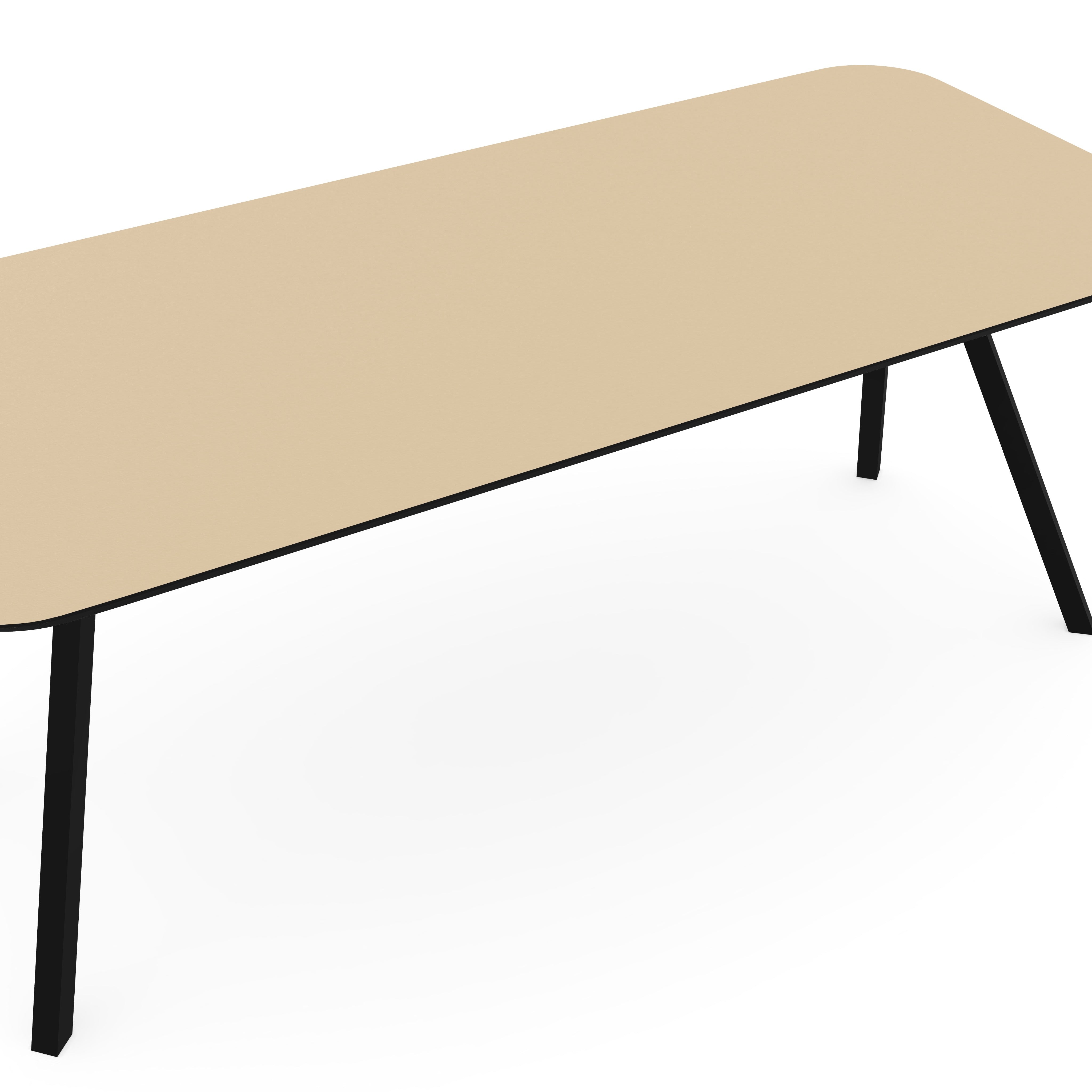 Melamine eettafel beige - Recht radius - Schuine i zwart