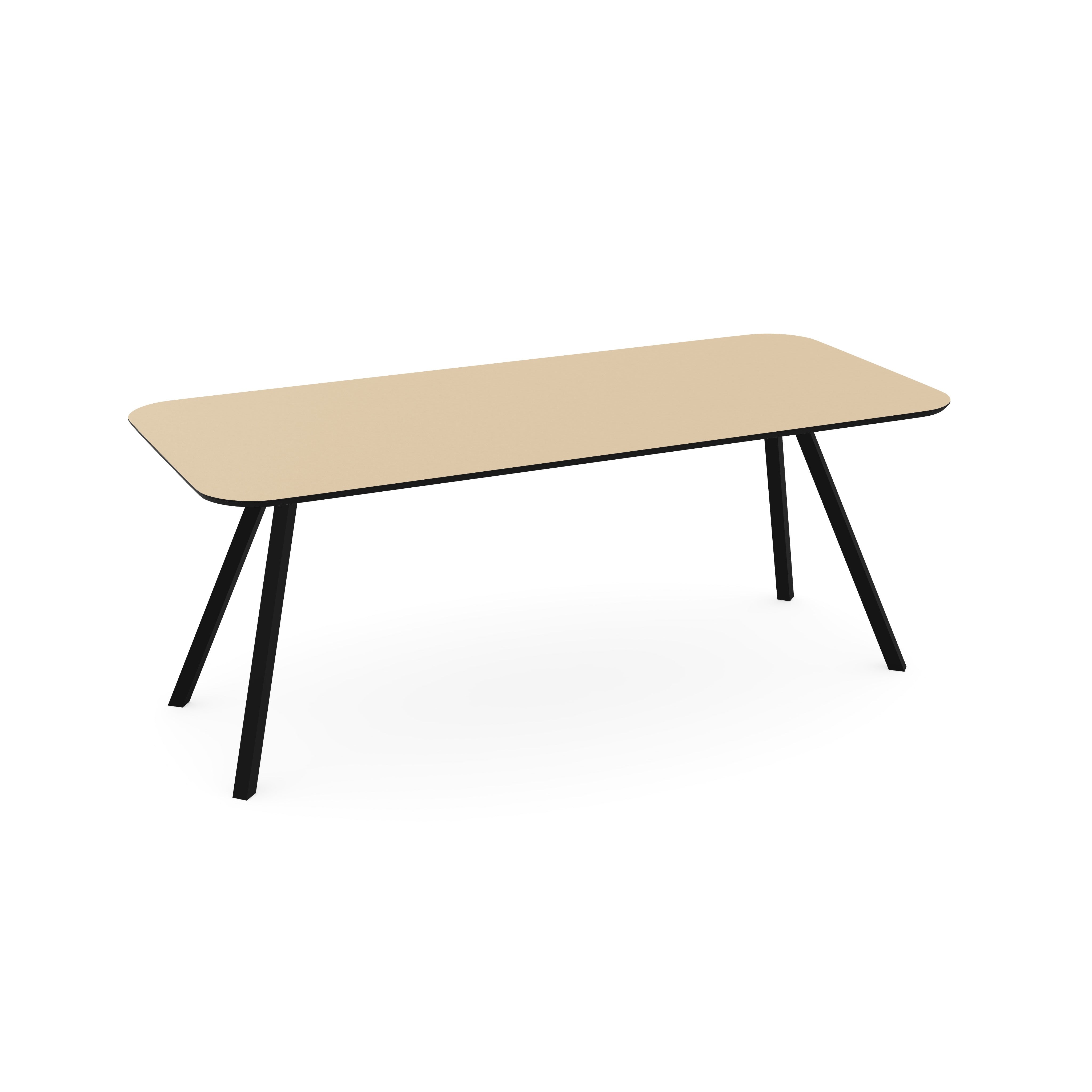 Melamine eettafel beige - Recht radius - Schuine i zwart