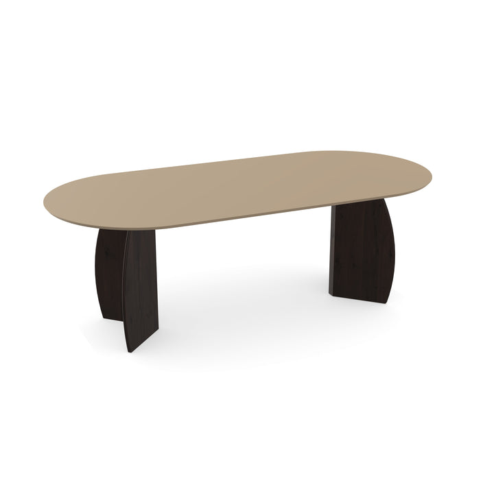 Melamine eettafel Dark Ecru - Plat ovaal - Maanpoot walnut brown - {{ product.type }} - Kas20