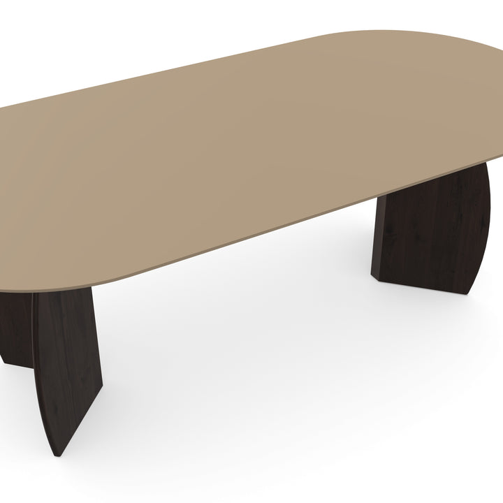 Melamine eettafel Dark Ecru - Plat ovaal - Maanpoot walnut brown - {{ product.type }} - Kas20