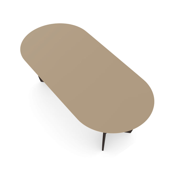 Melamine eettafel Dark Ecru - Plat ovaal - Maanpoot walnut brown - {{ product.type }} - Kas20