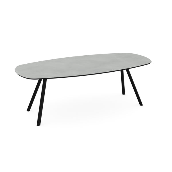 Melamine eettafel beton licht - Deens ovaal - Schuine i onderstel