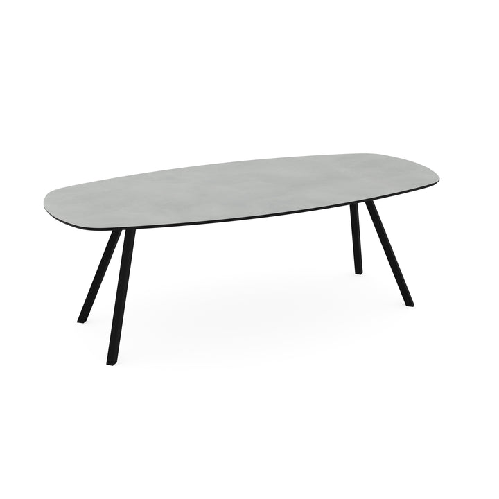 Melamine eettafel beton licht - Deens ovaal - Schuine i onderstel - {{ product.type }} - Kas20