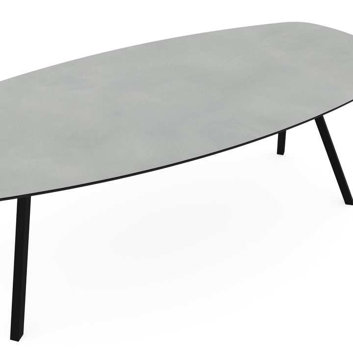 Melamine eettafel beton licht - Deens ovaal - Schuine i onderstel - {{ product.type }} - Kas20