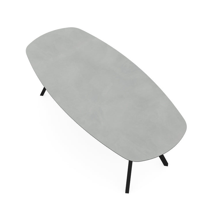 Melamine eettafel beton licht - Deens ovaal - Schuine i onderstel - {{ product.type }} - Kas20