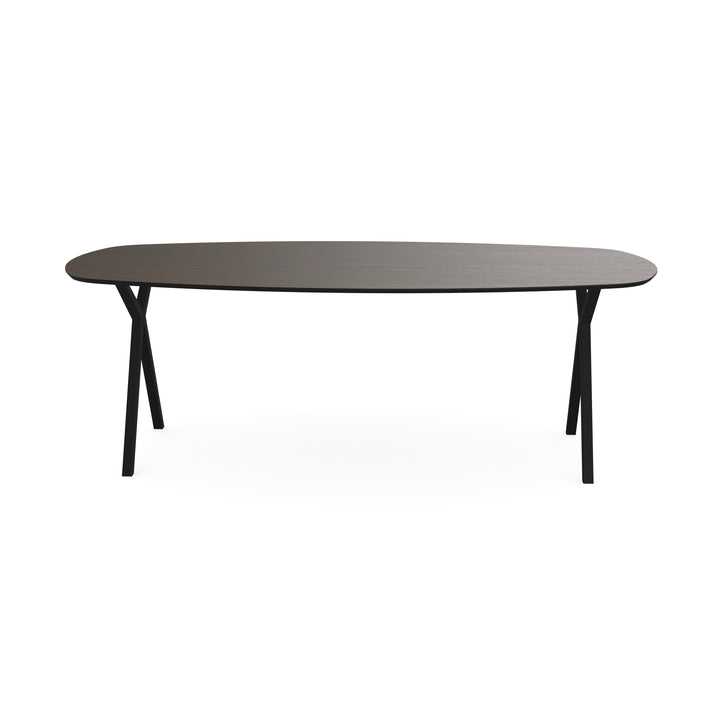 Melamine eettafel eiken bruin - Deens ovaal - Scissor onderstel - {{ product.type }} - Kas20