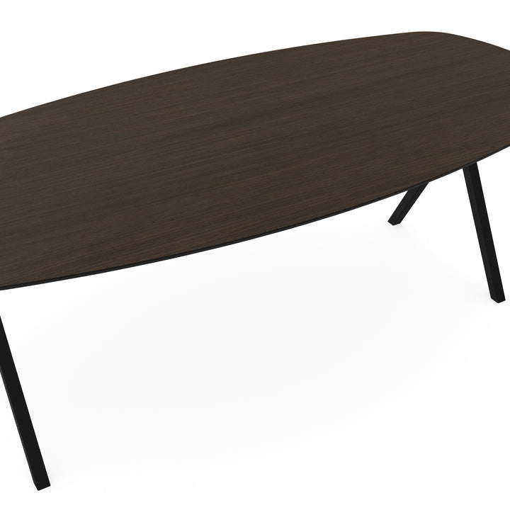 Melamine eettafel eiken bruin - Deens ovaal - Scissor onderstel - {{ product.type }} - Kas20