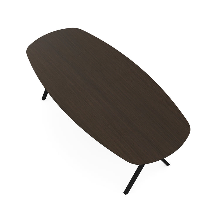 Melamine eettafel eiken bruin - Deens ovaal - Scissor onderstel - {{ product.type }} - Kas20