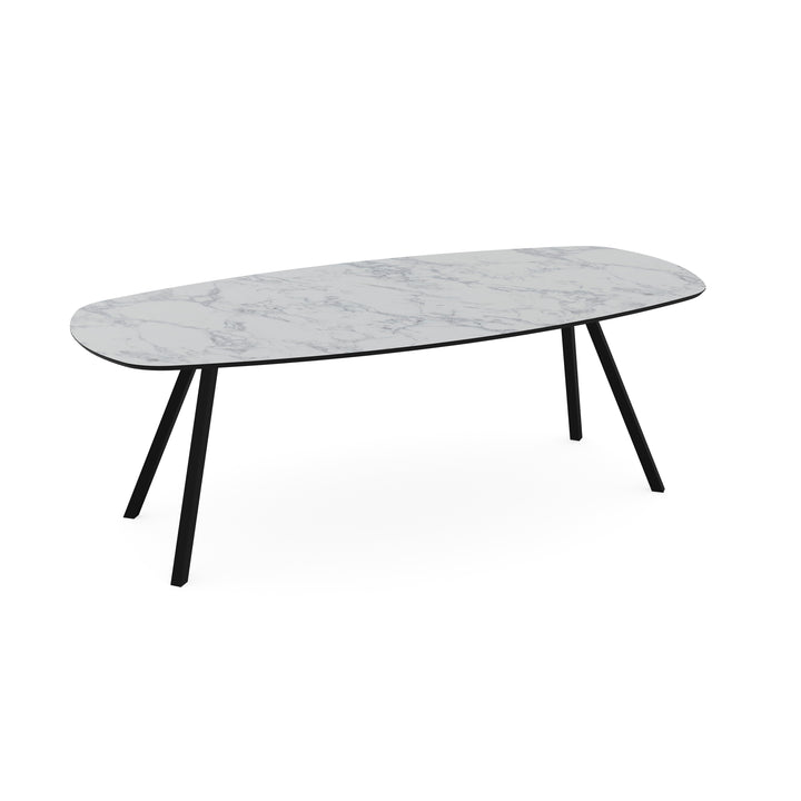 Melamine eettafel marmer wit - Deens ovaal - Schuine i onderstel - {{ product.type }} - Kas20