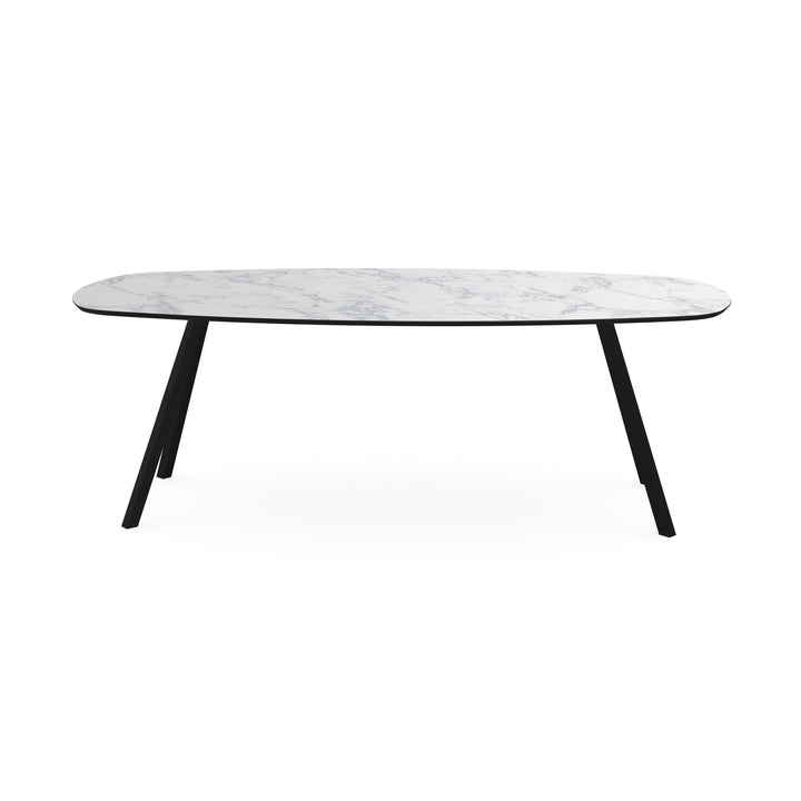 Melamine eettafel marmer wit - Deens ovaal - Schuine i onderstel - {{ product.type }} - Kas20
