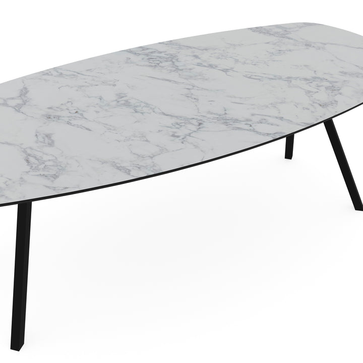 Melamine eettafel marmer wit - Deens ovaal - Schuine i onderstel - {{ product.type }} - Kas20