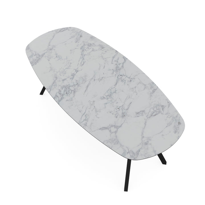 Melamine eettafel marmer wit - Deens ovaal - Schuine i onderstel - {{ product.type }} - Kas20