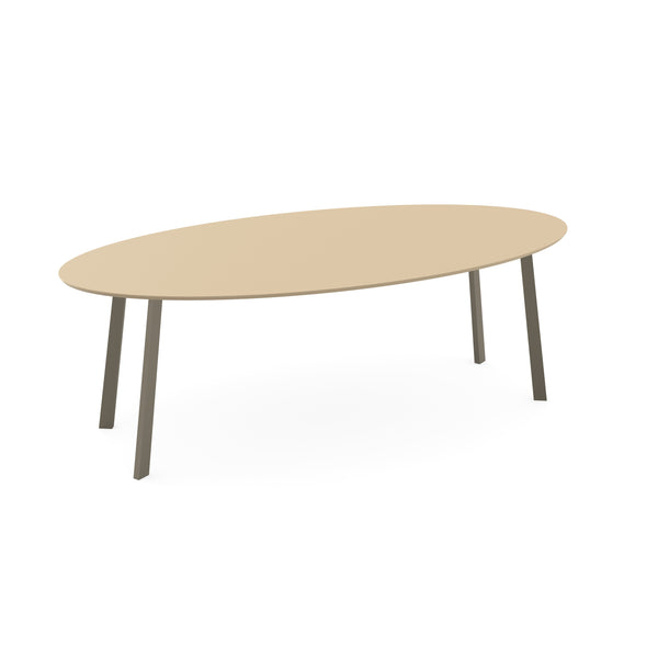Melamine eettafel Beige - Ovaal - I poot schuin licht bruin
