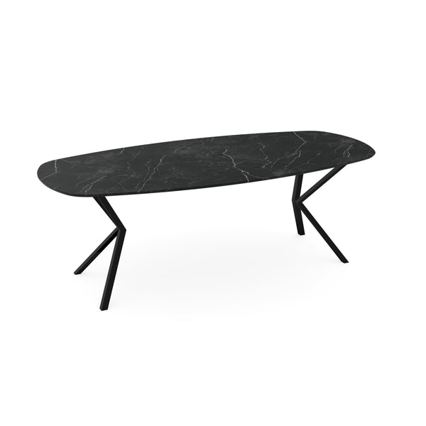 Melamine eettafel marmer zwart - Deens ovaal - VV zwart