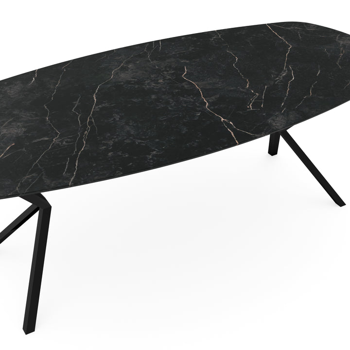 Melamine eettafel marmer zwart - Deens ovaal - VV zwart - {{ product.type }} - Kas20