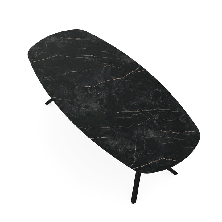 Melamine eettafel marmer zwart - Deens ovaal - VV zwart - {{ product.type }} - Kas20