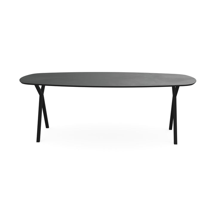 Melamine eettafel beton donker grijs - Deens ovaal - Scissor onderstel - {{ product.type }} - Kas20