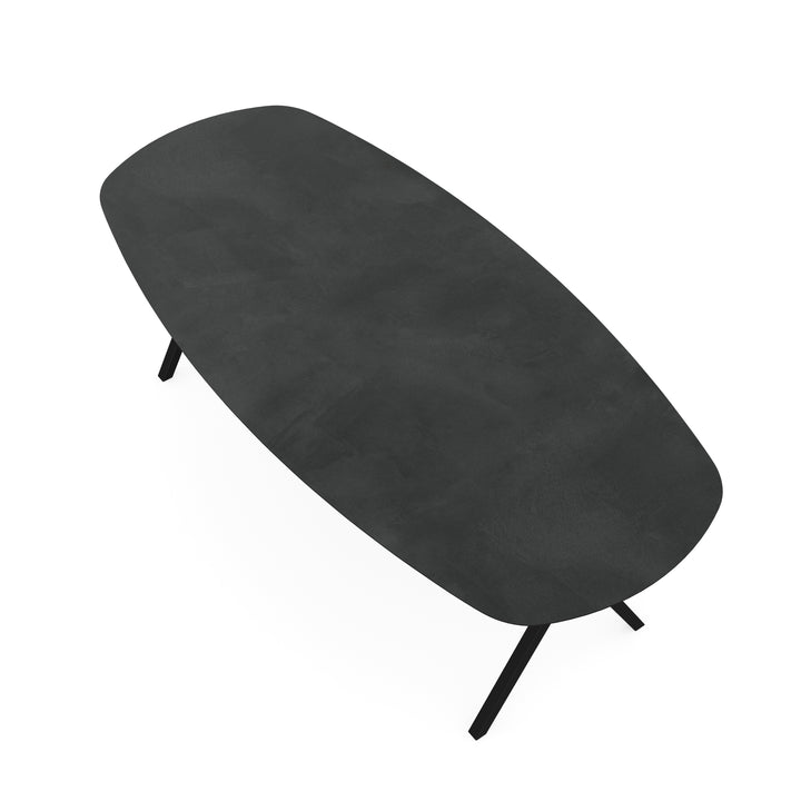 Melamine eettafel beton donker grijs - Deens ovaal - Scissor onderstel - {{ product.type }} - Kas20