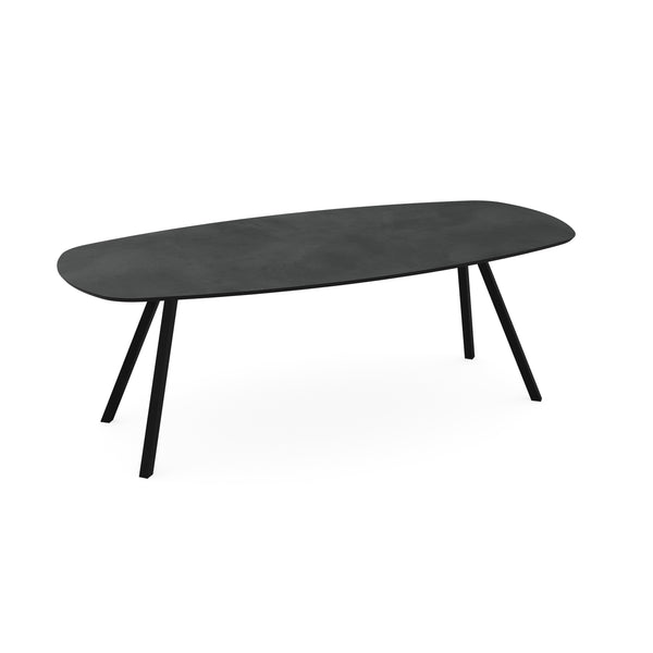 Melamine eettafel beton donker - Deens ovaal - Schuine i zwart