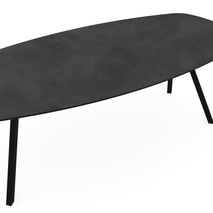 Melamine eettafel beton donker - Deens ovaal - Schuine i zwart - {{ product.type }} - Kas20