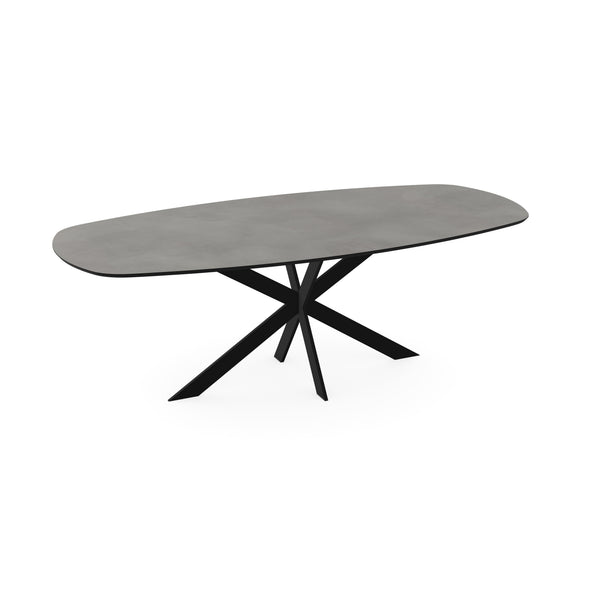Melamine eettafel beton grijs  - Deens ovaal - Matrix ultra dun onderstel