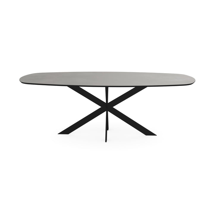 Melamine eettafel beton grijs - Deens ovaal - Matrix ultra dun onderstel - {{ product.type }} - Kas20