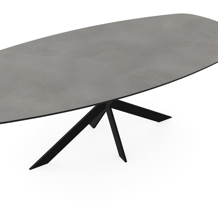 Melamine eettafel beton grijs - Deens ovaal - Matrix ultra dun onderstel - {{ product.type }} - Kas20