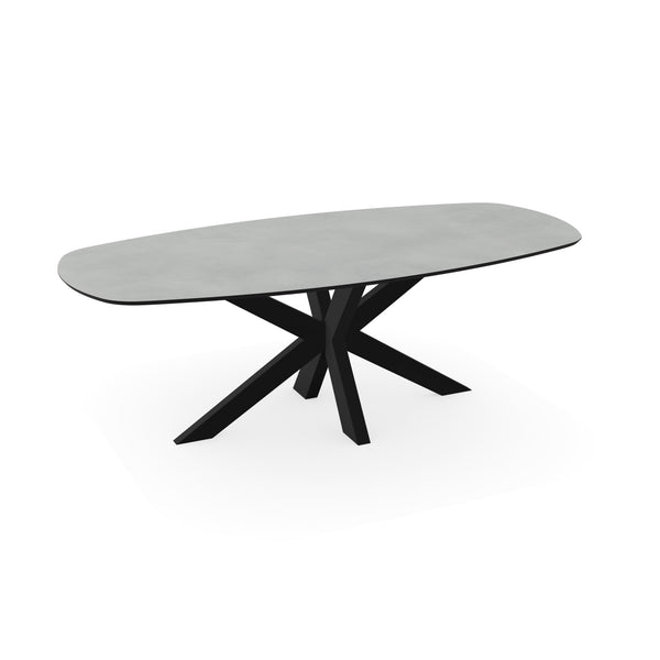 Melamine eettafel beton licht - Deens ovaal - Matrix dun onderstel