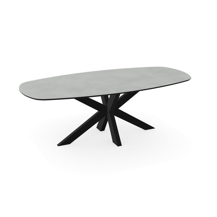 Melamine eettafel beton licht - Deens ovaal - Matrix dun onderstel - {{ product.type }} - Kas20