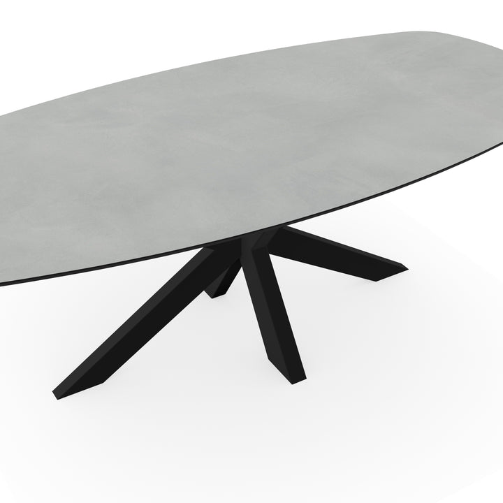 Melamine eettafel beton licht - Deens ovaal - Matrix dun onderstel - {{ product.type }} - Kas20