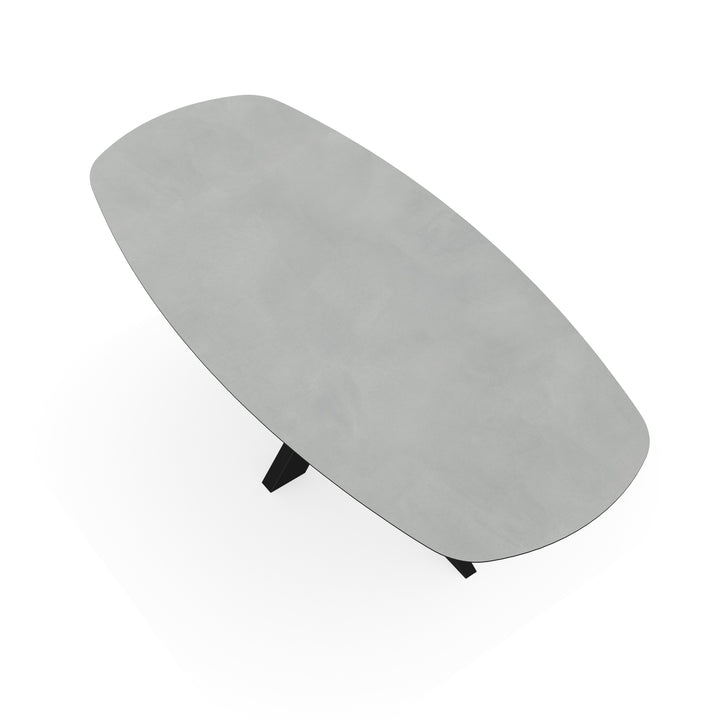 Melamine eettafel beton licht - Deens ovaal - Matrix dun onderstel - {{ product.type }} - Kas20