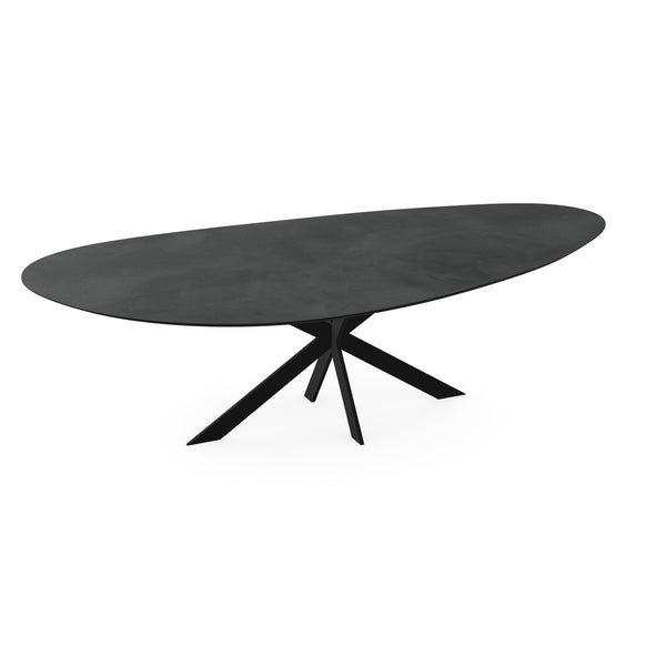 Melamine eettafel beton donker - Kiezel Type A - Matrix ultra dun onderstel
