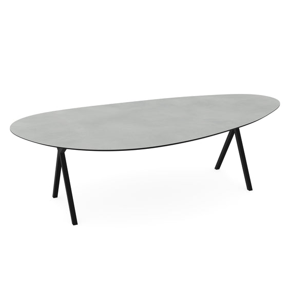 Melamine eettafel beton licht - Kiezel Type A - Scissor onderstel