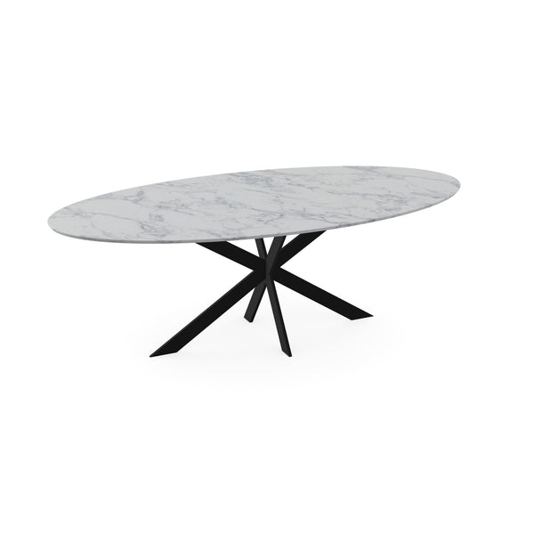 Melamine eettafel marmer wit - Ovaal - Matrix ultra dun onderstel