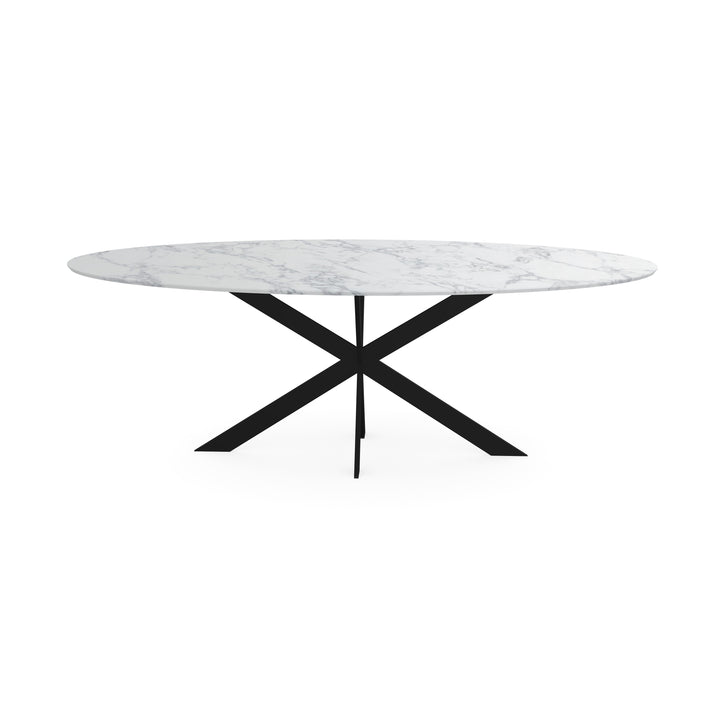 Melamine eettafel marmer wit - Ovaal - Matrix ultra dun onderstel - {{ product.type }} - Kas20
