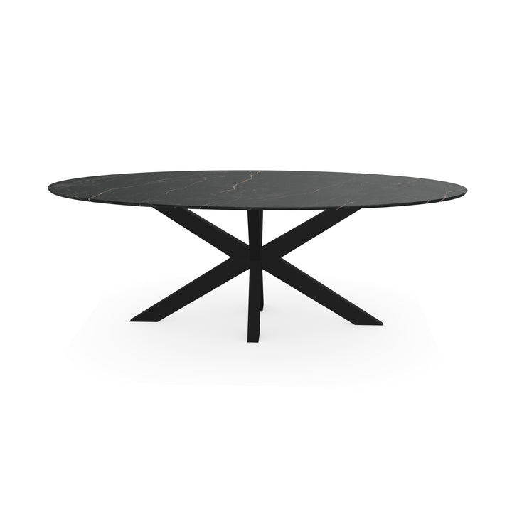 Melamine eettafel marmer zwart - Ovaal - Matrix dun onderstel - {{ product.type }} - Kas20