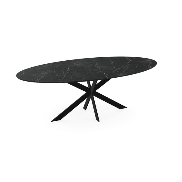 Melamine eettafel marmer zwart - Ovaal - Matrix ultra dun zwart