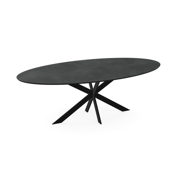 Melamine eettafel beton donker - Ovaal - Matrix ultra dun onderstel