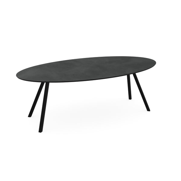 Melamine eettafel beton donker - Ovaal - Schuine i zwart