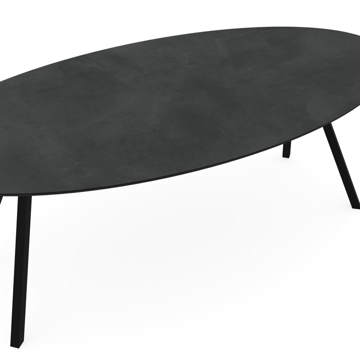 Melamine eettafel beton donker - Ovaal - Schuine i zwart - {{ product.type }} - Kas20