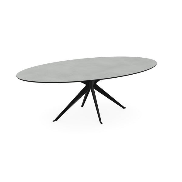 Melamine eettafel beton licht - Ovaal - Anna onderstel