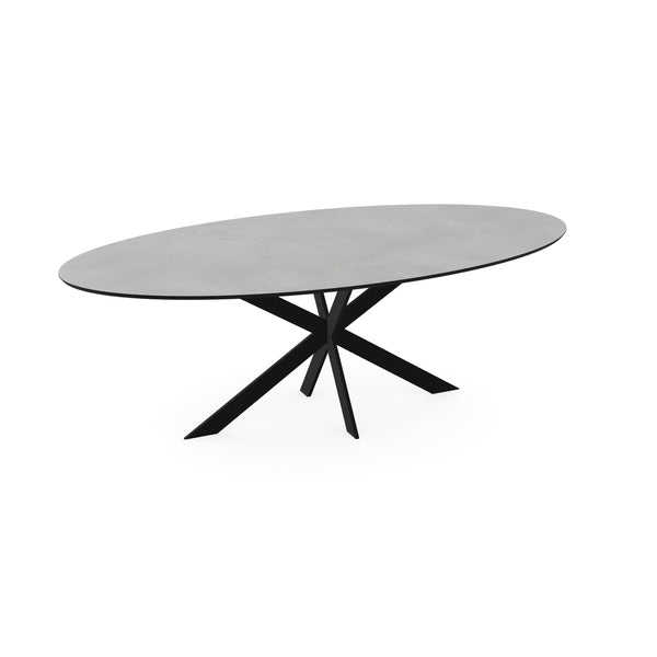 Melamine eettafel beton licht - Ovaal - Matrix ultra dun onderstel - {{ product.type }} - Kas20