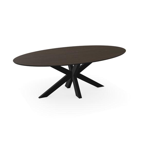 Melamine eettafel eiken bruin - Ovaal - Matrix dun onderstel