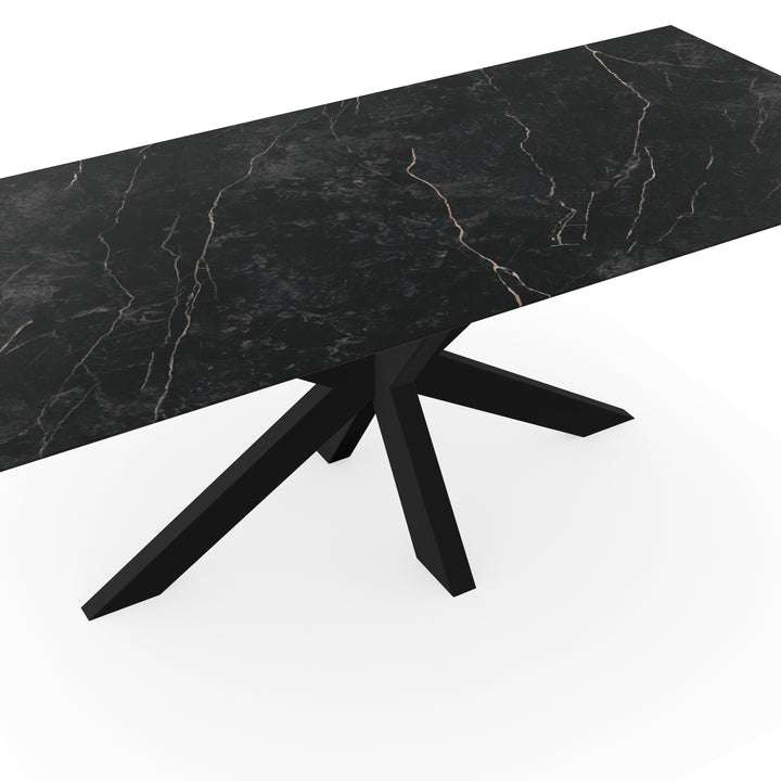 Melamine eettafel marmer zwart - Recht - Matrix dun onderstel - {{ product.type }} - Kas20