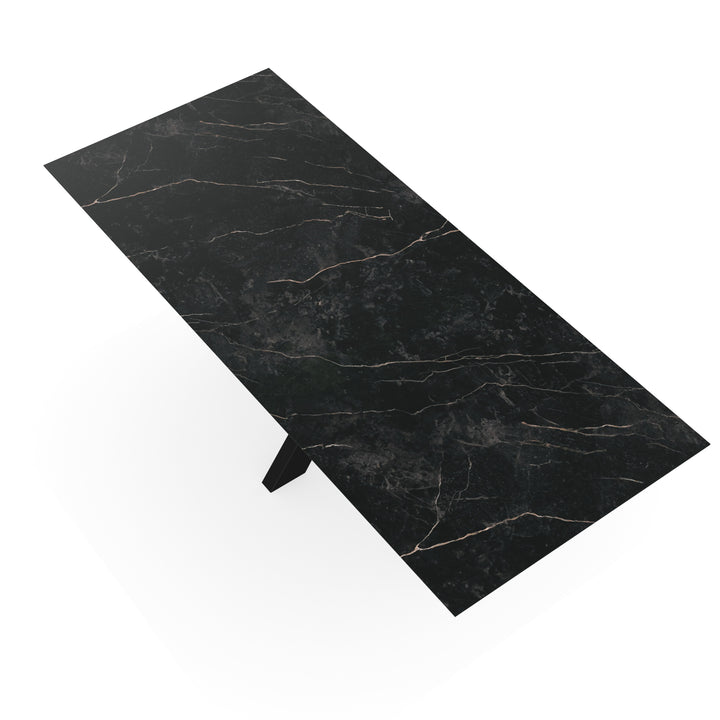 Melamine eettafel marmer zwart - Recht - Matrix dun onderstel - {{ product.type }} - Kas20