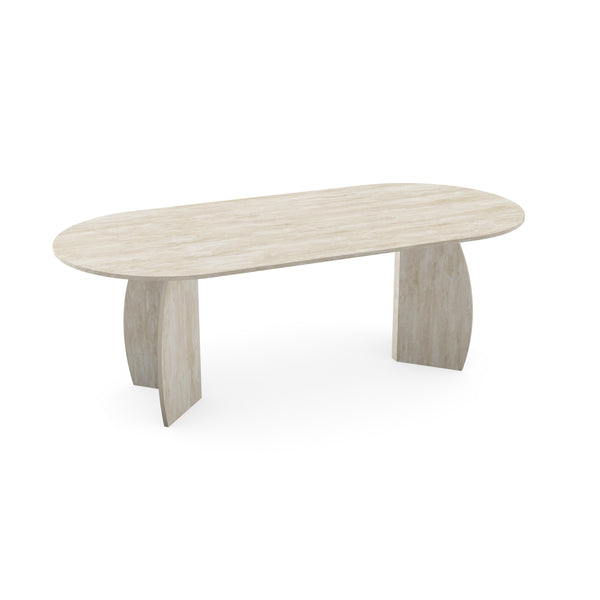 Melamine eettafel Soft moon grey - Deens ovaal - Maan poot